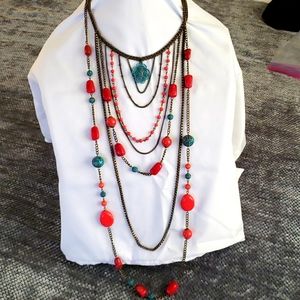 Red and Blue beaded necklace
